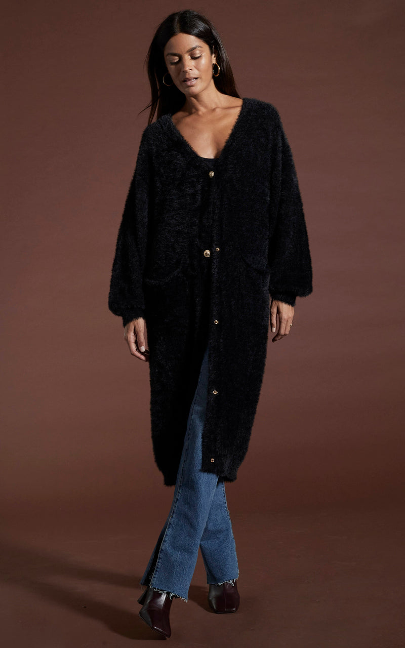 Taylor Longline Cardigan in Black