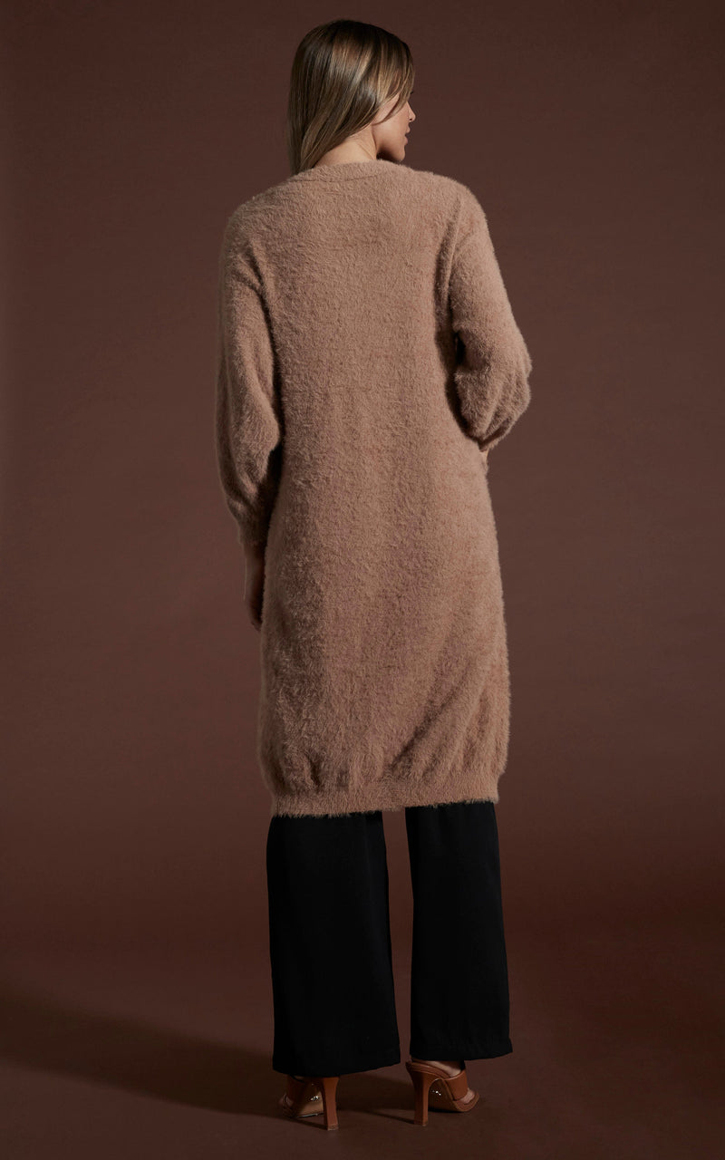 Taylor Longline Cardigan in Mocha