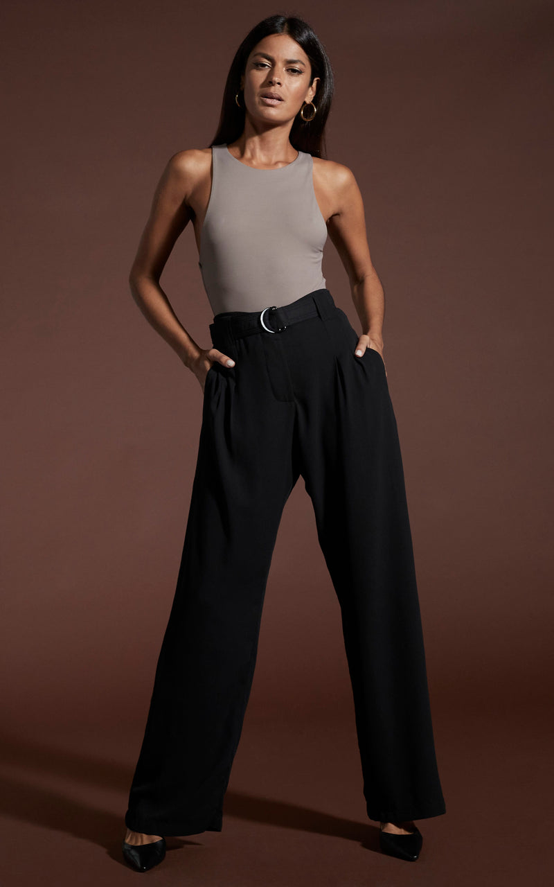 Black wide leg trousers high waisted on sale