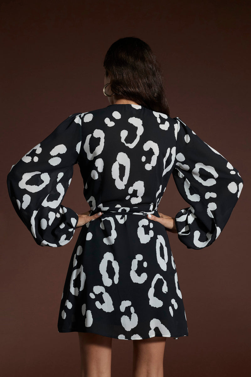Black and on sale white leopard dress