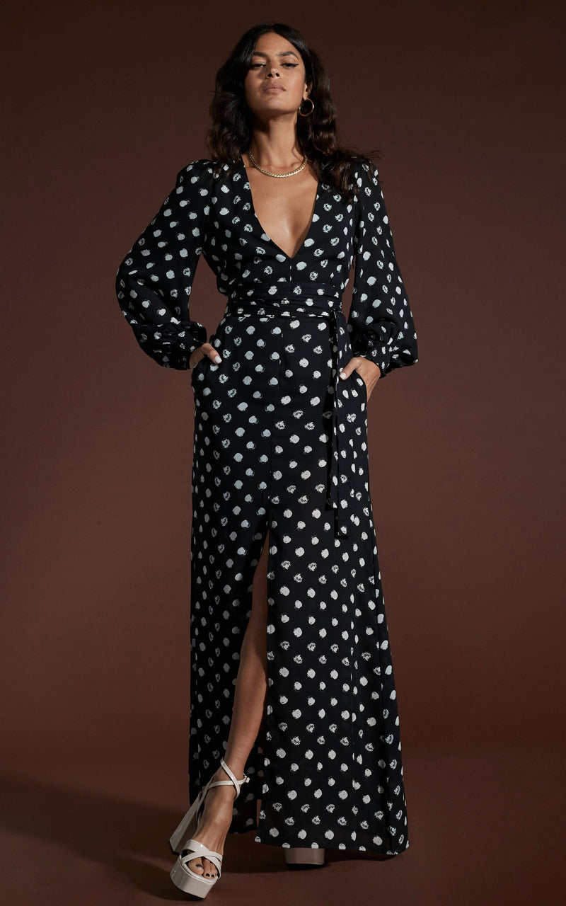 Mariela Maxi Dress In Painted Dot – Dancing Leopard