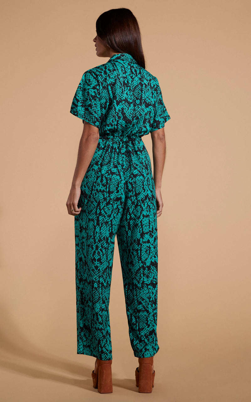 Zeta Jumpsuit In Green Snake