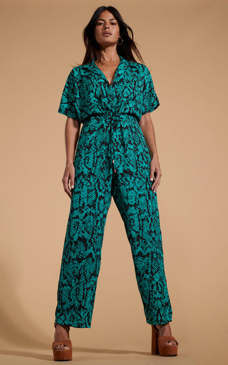 Zeta Jumpsuit In Green Snake