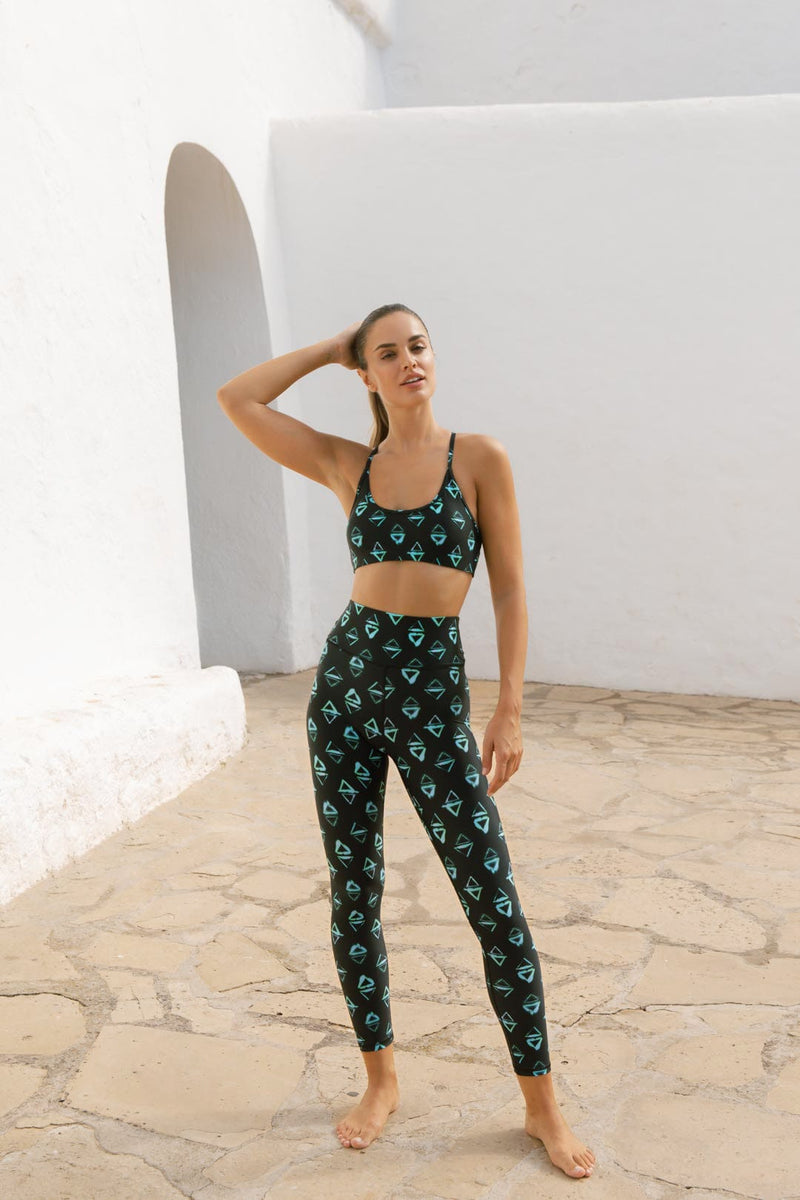 HALO Malala Yoga Leggings in Green Triangle