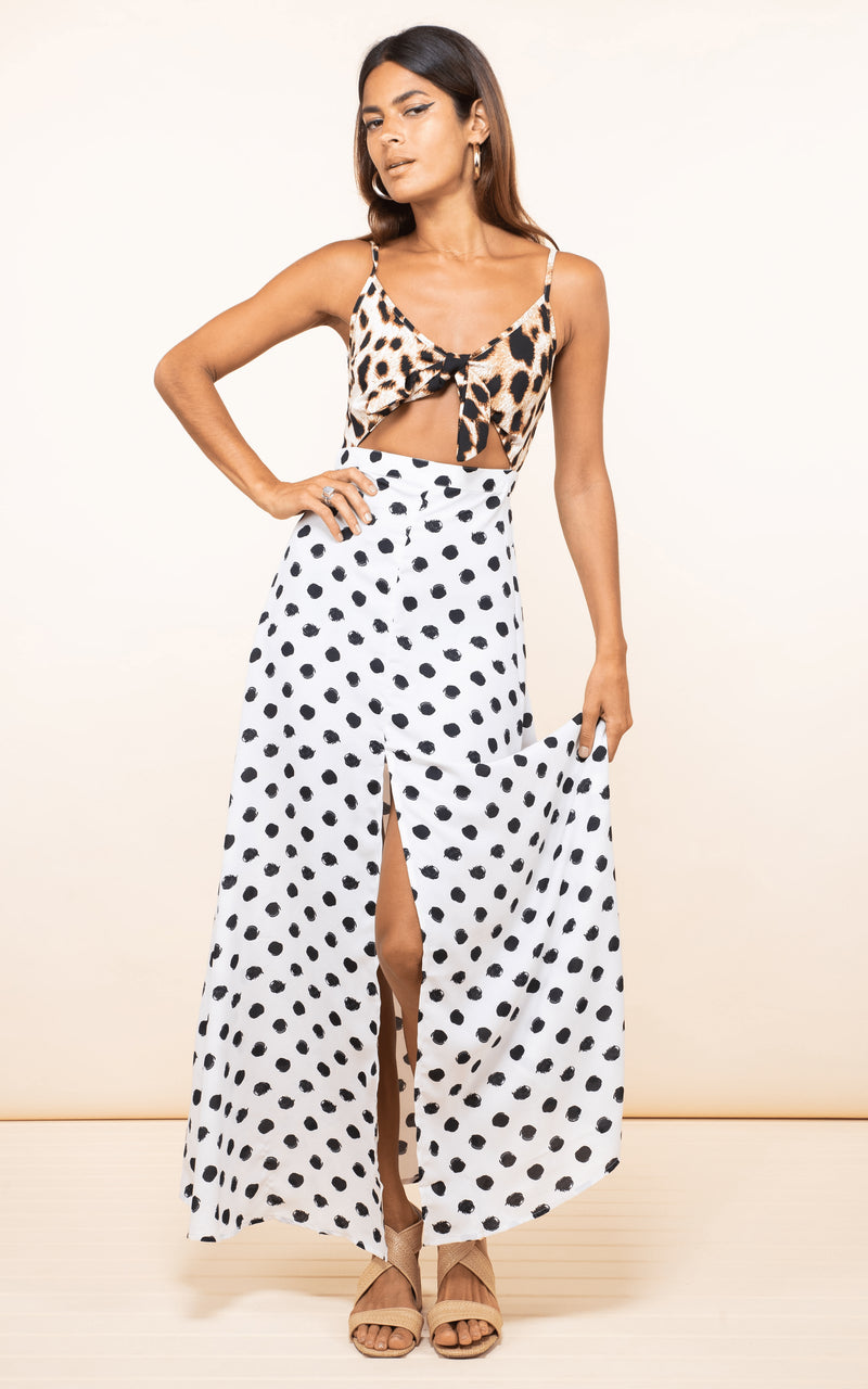 Polka dot and leopard print dress 2025
