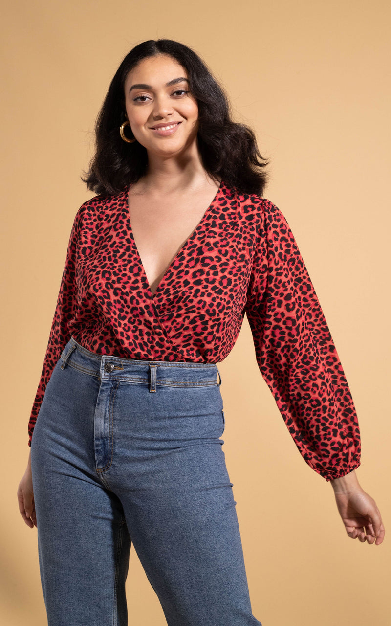 Bixby Bodysuit In Ruby Red Leopard