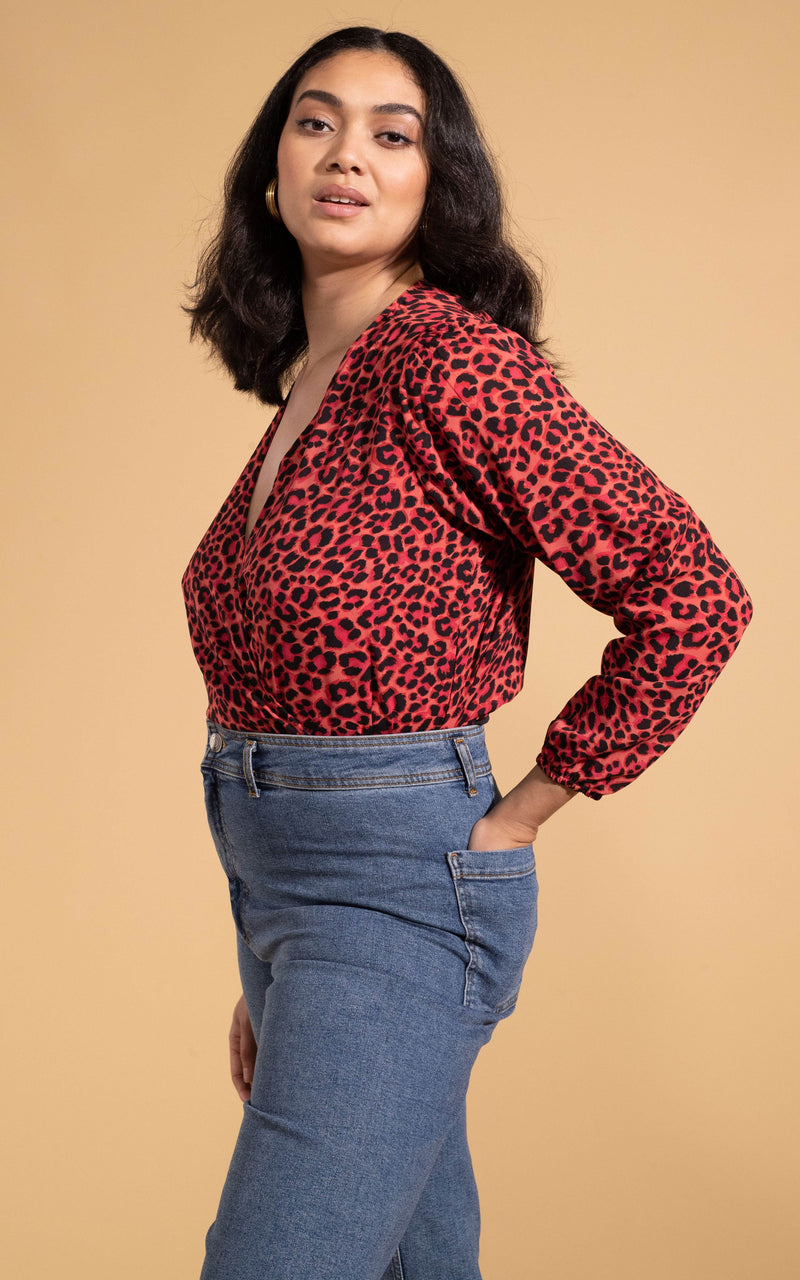 Bixby Bodysuit In Ruby Red Leopard
