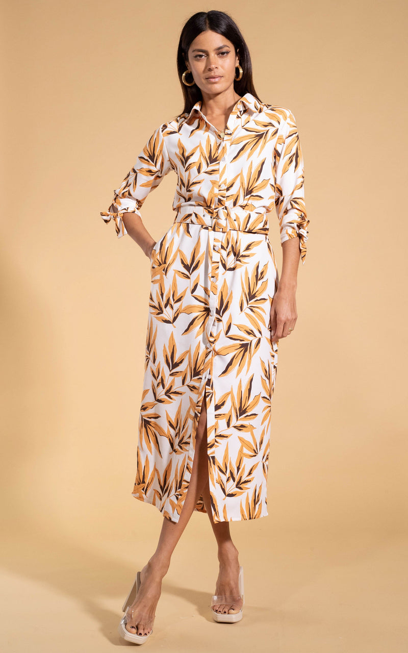 Alva Midi Shirt Dress in Tropic Natural