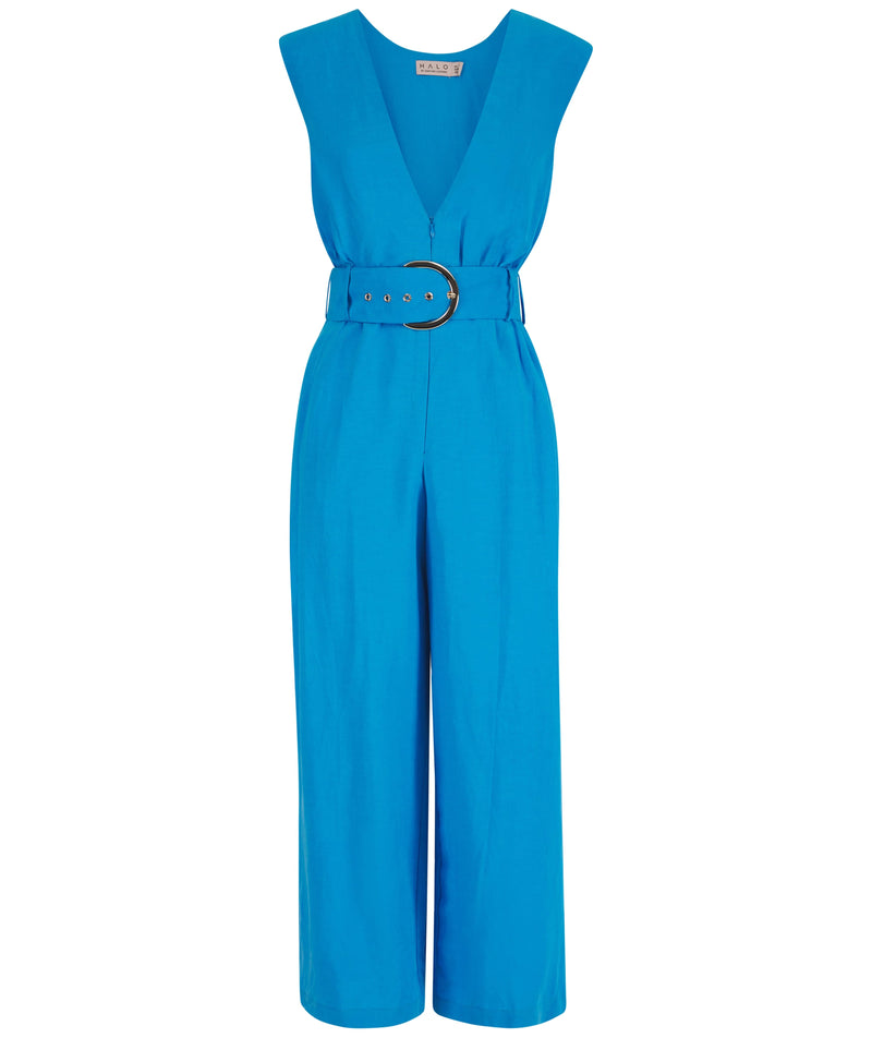 Indy Linen Jumpsuit In Blue - Reversible on white background