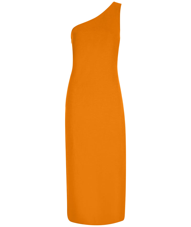 Portia Linen Midi Dress In Orange on white background