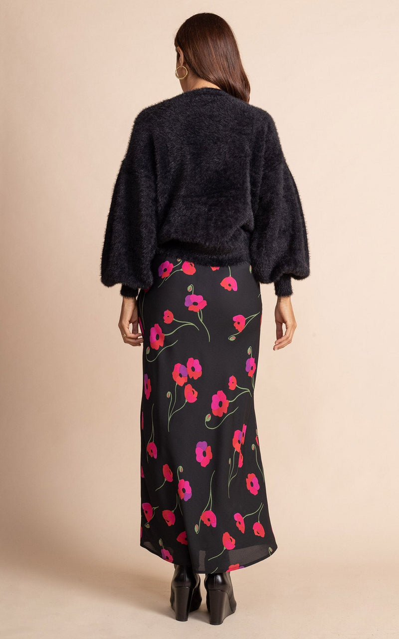 Sophie Skirt in Poppies on Black