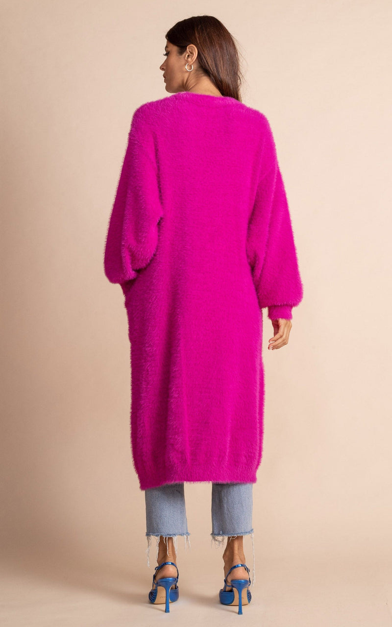 Taylor Longline Cardigan in Magenta