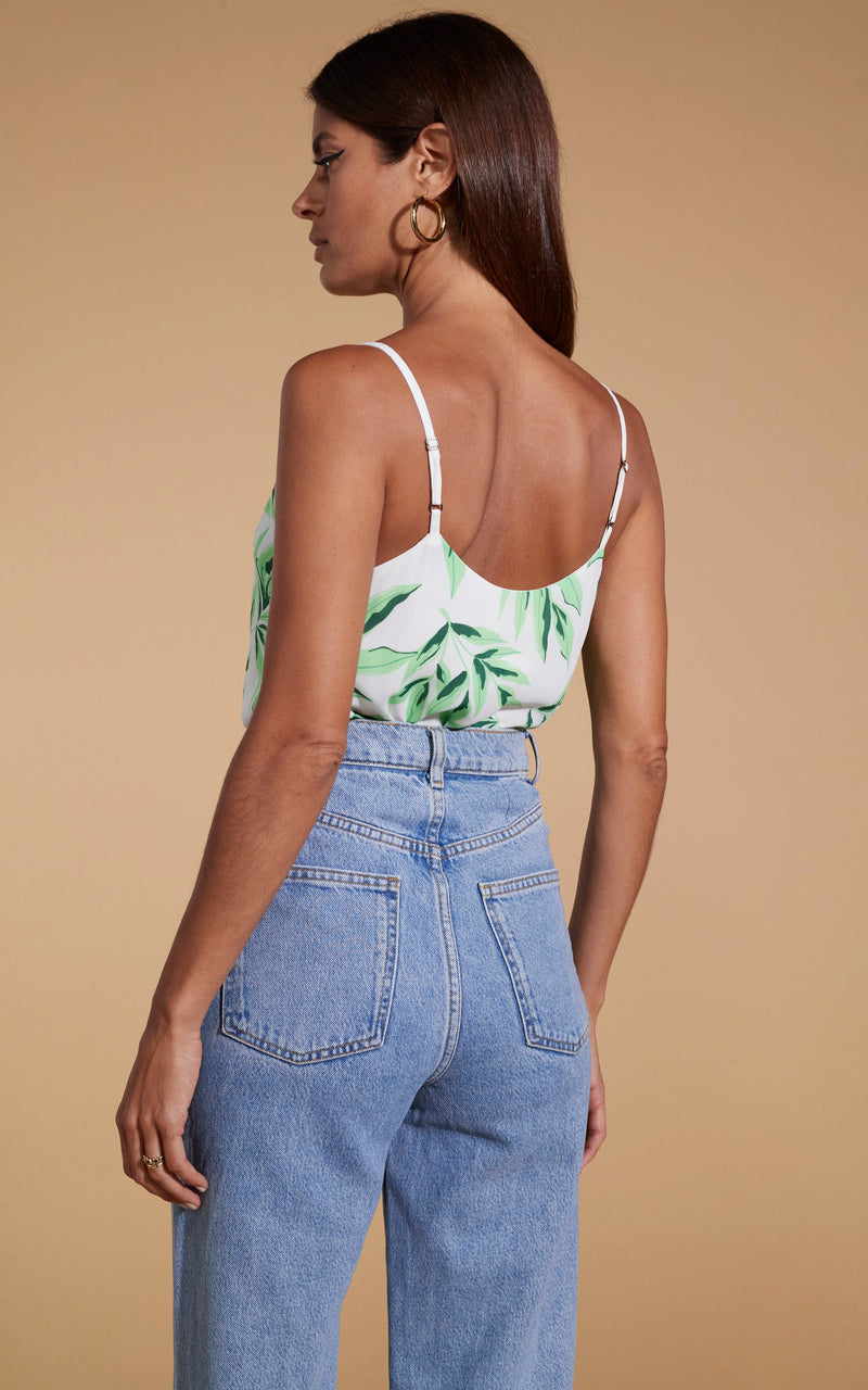 Birdie Cami Top in Tropic Green on White