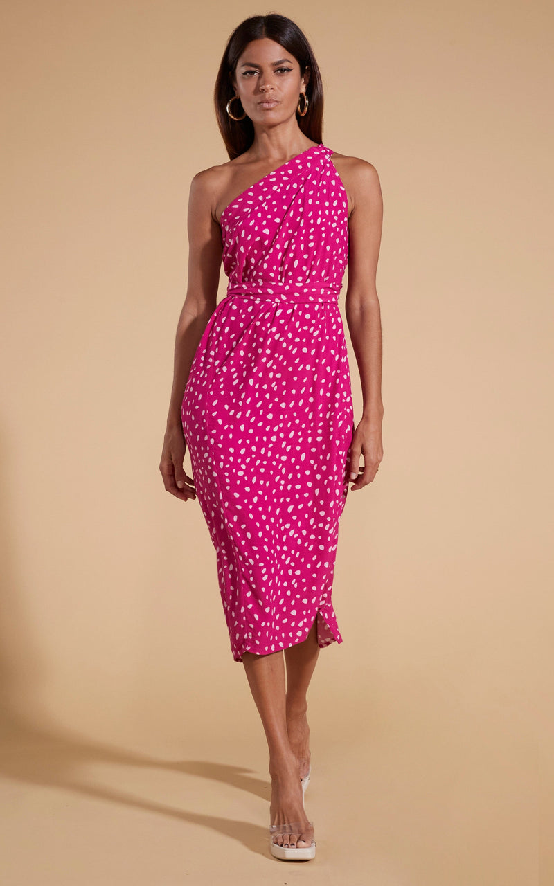 Whitney Maxi Wrap Skirt in Odd Dot Pink on Magenta