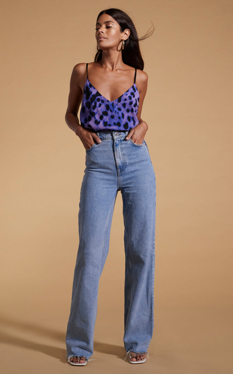 Leopard blue jeans cheap