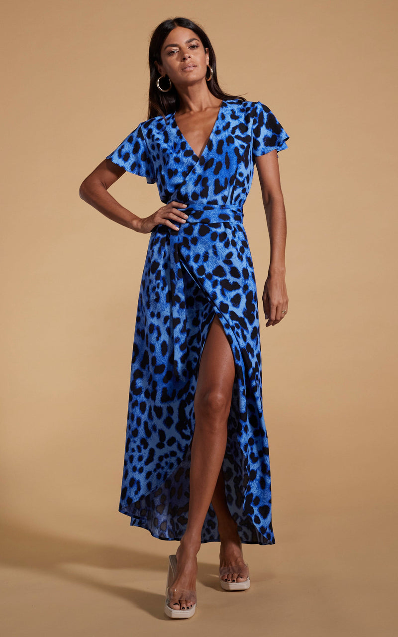 Animal print deals wrap maxi dress