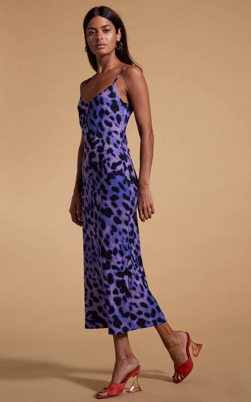 Sienna Midaxi Dress in Lilac Leopard