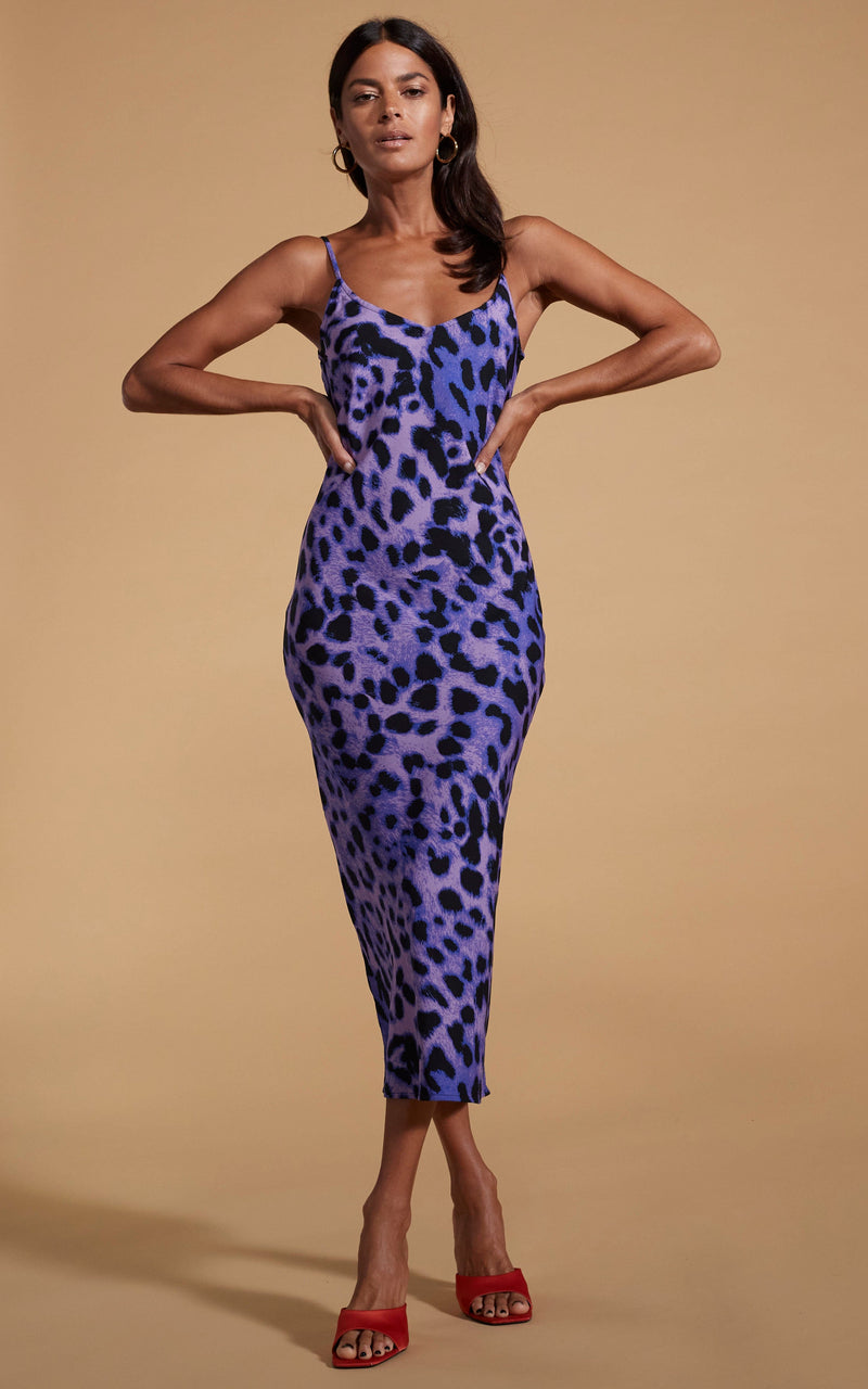 Sienna Midaxi Dress in Lilac Leopard