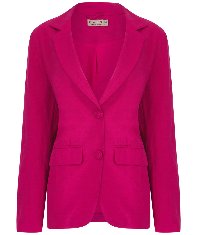 Tatiyana Linen Blazer In Raspberry