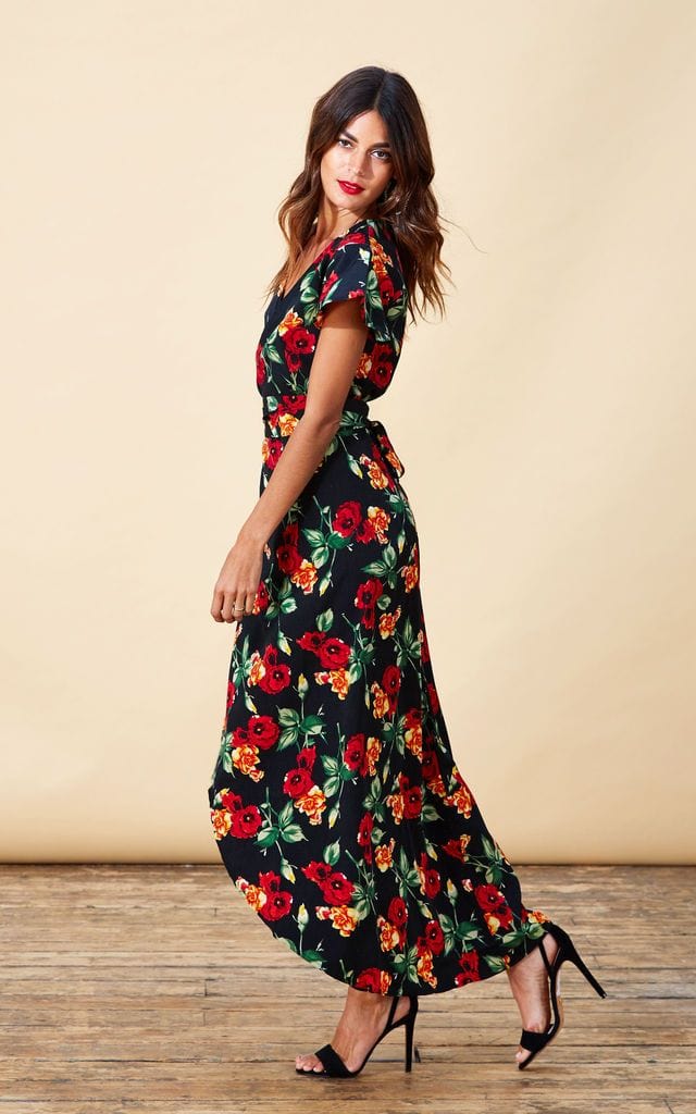 Black and rose dress top